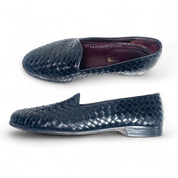 Salvatore Ferragamo Mens Brisbane Black Woven Leather Loafers Size 10.5 D - Picture 5 of 9